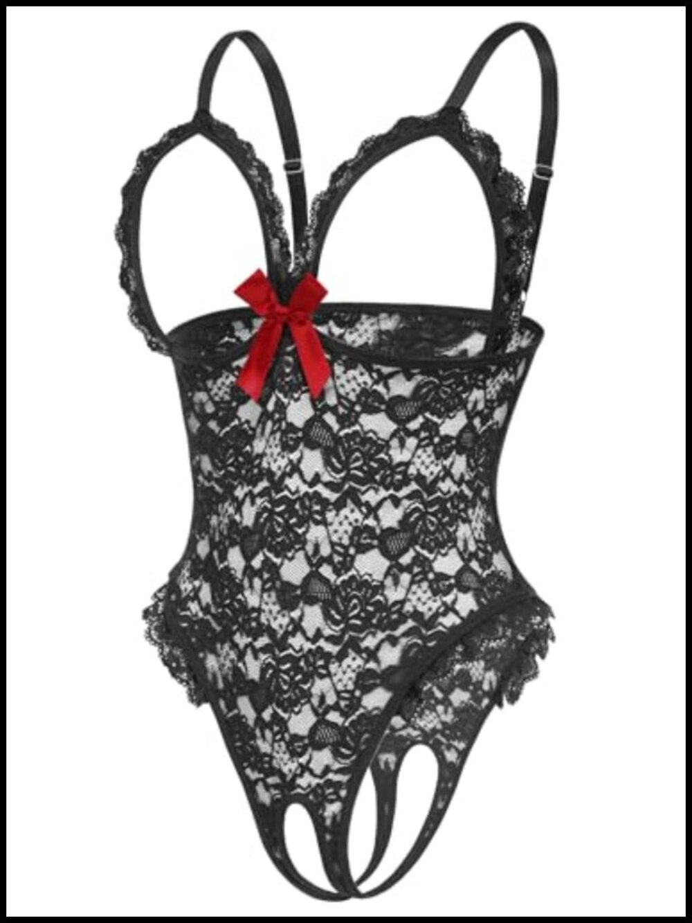 Lace Teddy Ruffle V Neck Bodysuit One Piece Lingerie Nightie